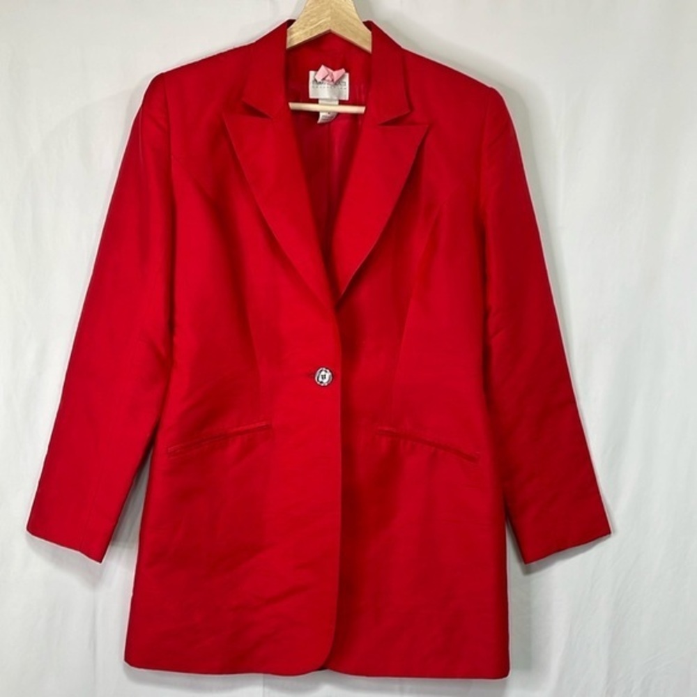 🔱 Hugo Buscati Collection bright red silk 90s style blazer:
